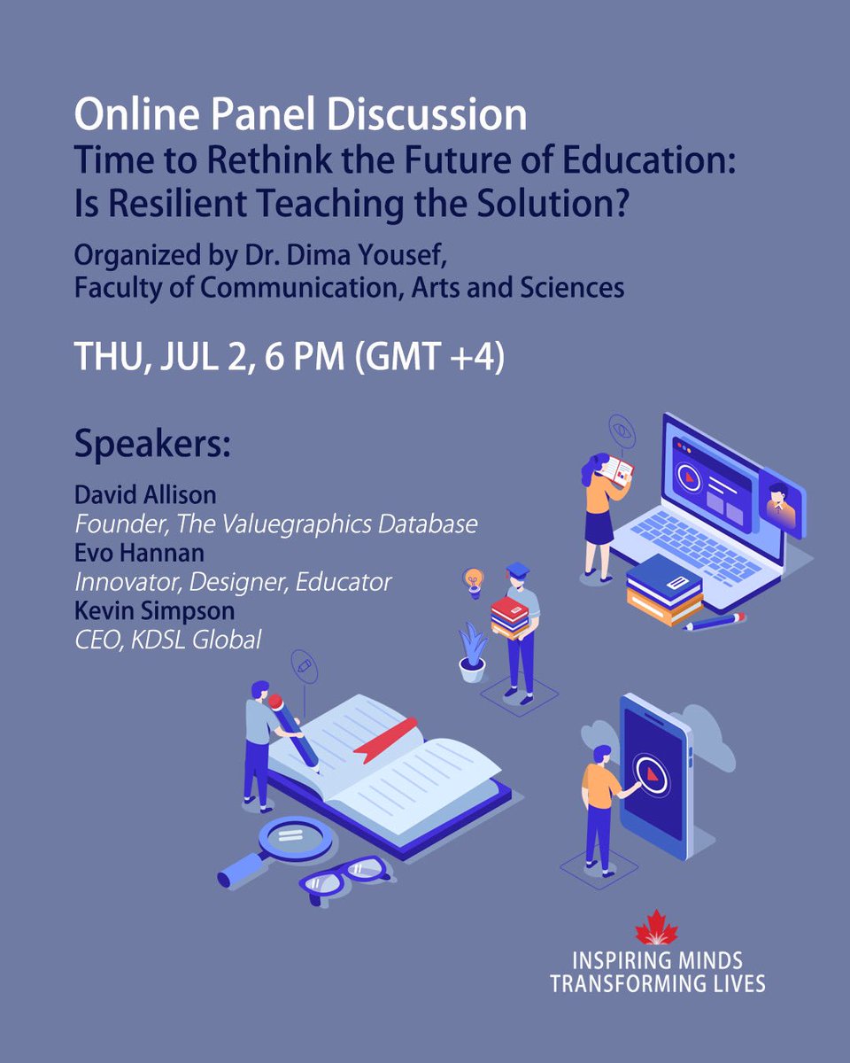 CUDUAE's tweet photo. We invite you to join the online panel discussion โTime to Rethink the Future of Education: Is Resilient Teaching the Solution?โ tomorrow, July 2nd, 6pm
Explore practical ways to develop resilient teaching approaches!
Register now: https://t.co/BnXyAyrG2I
#CUDubai #CUD_COM https://t.co/dgLRPhKE5N