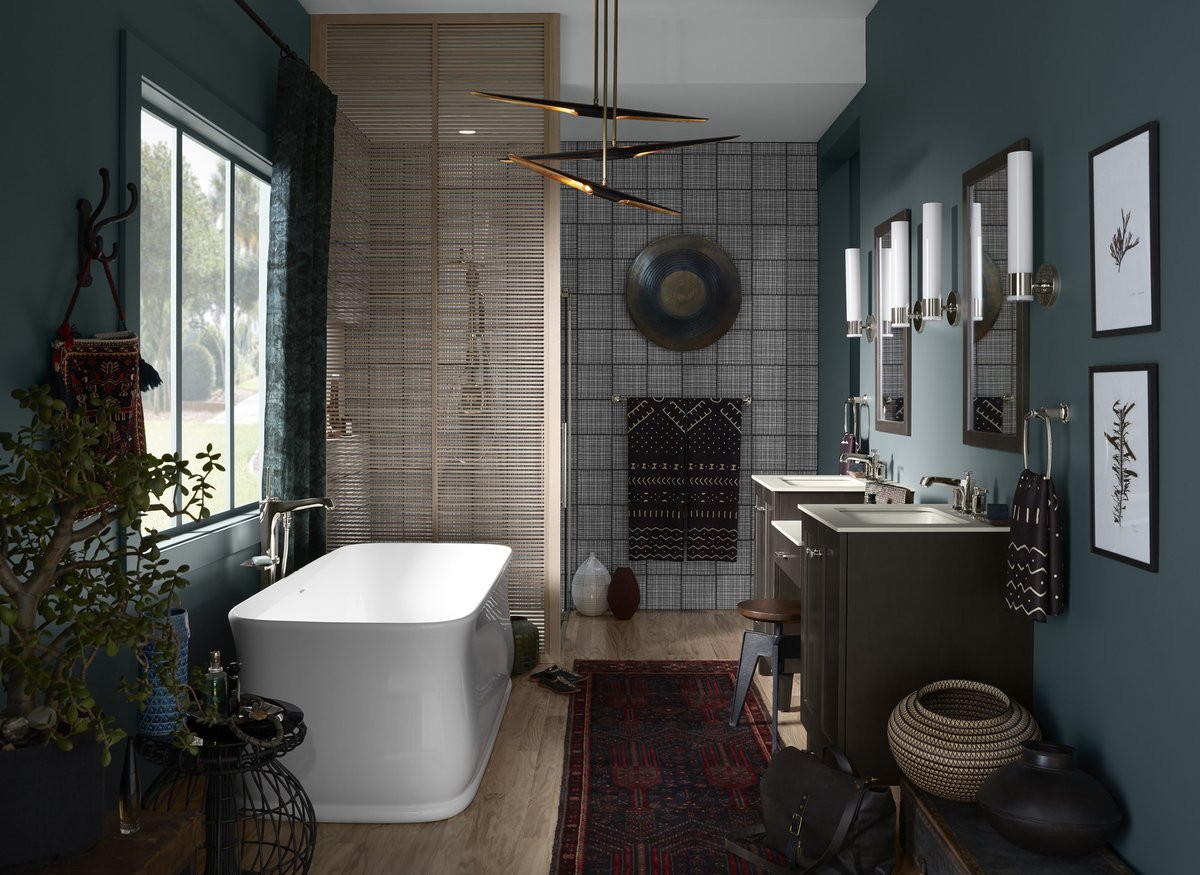 sandeemann20's tweet photo. Catching the rising wave of Indian design influence, this bathroom blends an eclectic mix of cultural patterns and handcrafted decor.

#moderndesign #indianinspired #bathroom #ensuite #storage #renovation #newconstruction #bathroomreno #modern #annsacks #kohler #kohlerindia https://t.co/3ApgeZhljt