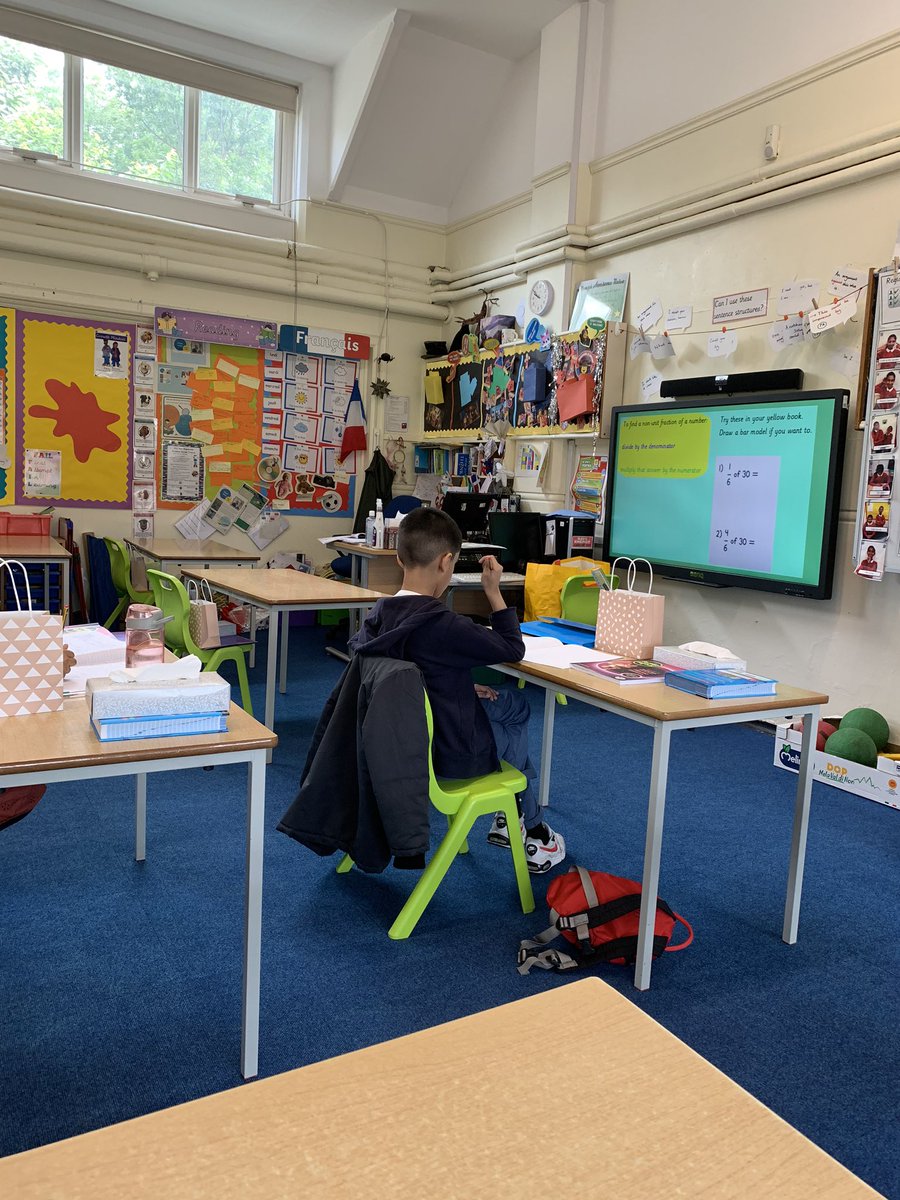 Mrs_WilliamsBF's tweet photo. Good morning @BirchfieldsPS, it’s maths here in Hawthorn bubble! Everyone is working so hard!            Alma is still looking at capacity this morning and the rest of the group are looking at calculating fractions. All superstars ⭐️ https://t.co/kOOkbBgfIG