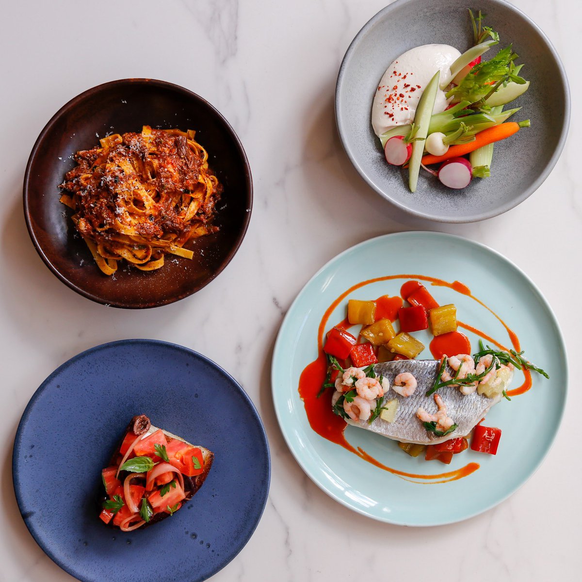 Maybe THE feasting menu to date - crostini of summer tomatoes and Italian ricotta, 12 hour beef ragu and taglietelle and cornish sea bass and shrimps. Not to mention Amalfi lemon posset with a lavender and fennel seed biscotti! Luca.restaurant