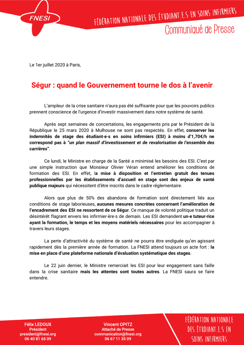 La_FNESI's tweet photo. #SegurDeLaSante | Le Ségur de la #Santé touche à sa fin après 7 semaines de concertations. Seulement, les attentes des #ESI n'ont pas été entendues et le manque de considération se fait sentir. https://t.co/QldnAxPUN4