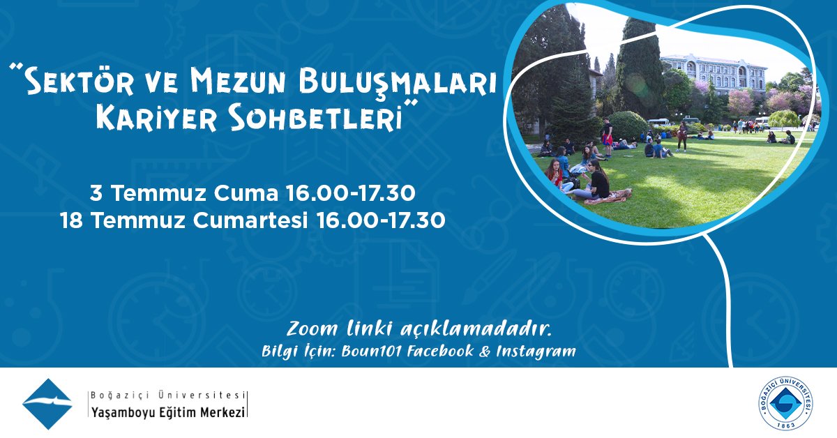 buyem_boun's tweet photo. #BOUN101 Lise Yaz Okulu Programı kapsamında lise öğrencilerini "Sektör ve Mezun Buluşmaları Kariyer Sohbetleri"ne davet ediyoruz.
Katılım ücretsizdir.
Sektör ve Mezun Buluşmaları Kariyer Sohbetleri'ne katılmak için:
https://t.co/6HUmDGi8xh
#BoğaziçiÜniversitesi
#Buyem
#söyleşi https://t.co/Y6DmiRP9WW