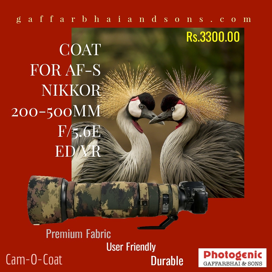 Camocoat For Nikon 200-500VR ED. 

Protect your lens from dust and water.

Disguise your 200-500VR with stunning Camocoat Mottled Wood Green pattern.

#camocoat #camera #lenses #Gaffarbhai #nikon200500vr #Wildlife #birding #Sports #photography #landscapes 
gaffarbhaiandsons.com