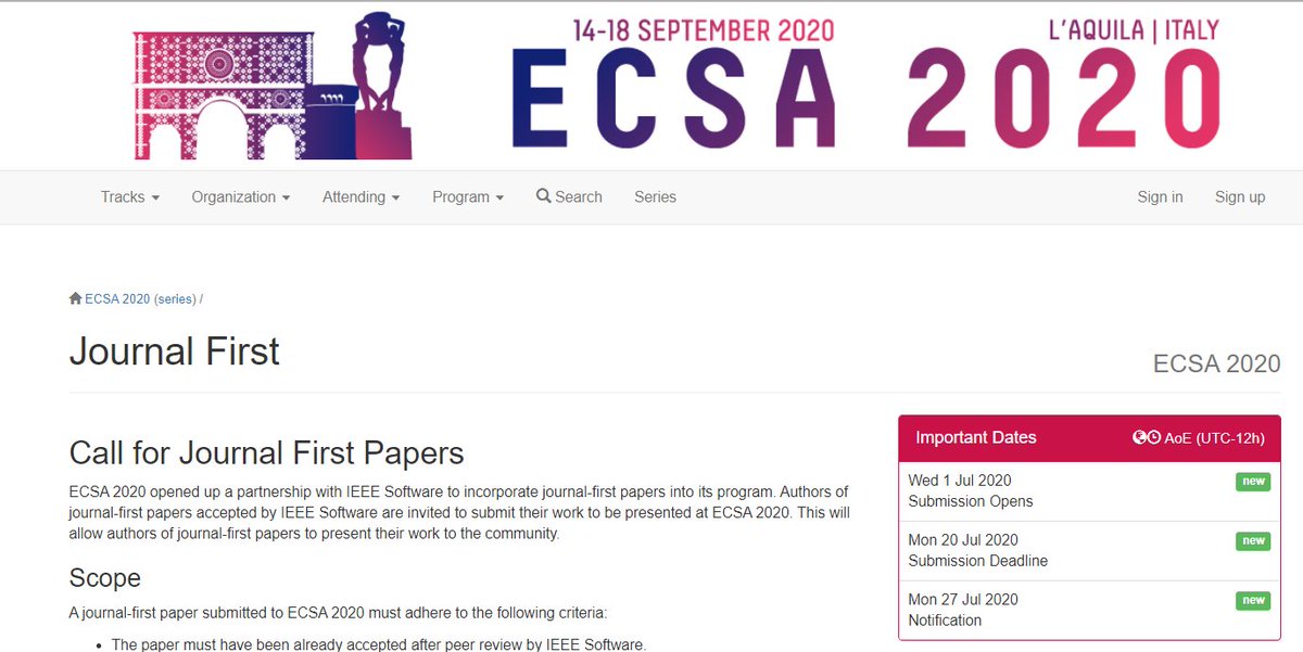 J1C2@ECSA 2020: We are delighted to inform you that ECSA2020 is hosting a Journal First track with <a href="/ieeesoftware/">IEEE Software</a>. For more information: ecsa2020.disim.univaq.it/track/ecsa-202…
Let us welcome <a href="/uwe_zdun/">Uwe Zdun</a> our J1C2 track chair 👏