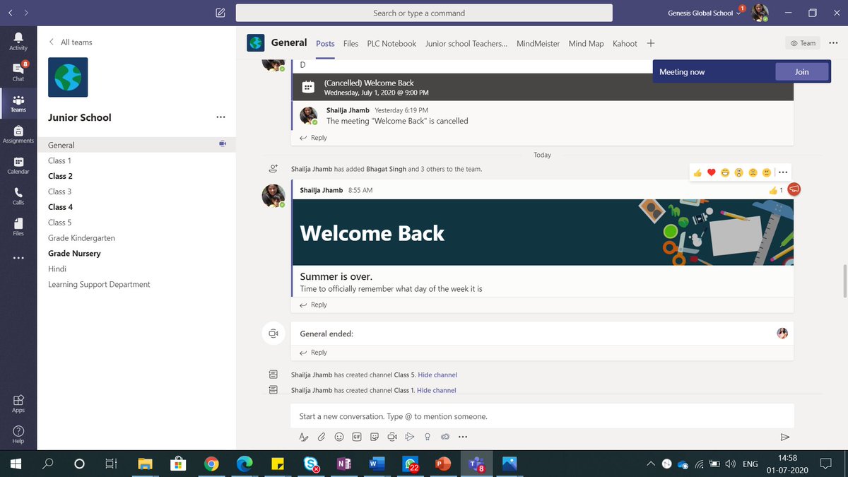 Shailjajdatt's tweet image. And we are back, Summer is over. Unfortunately beginning virtually but happy to see my colleagues. Had a great first day. @EraDogra @hemabhasin @BinuSingh1 @Mails1234 #pypatGGS #IBtogether @GenesisGSchool