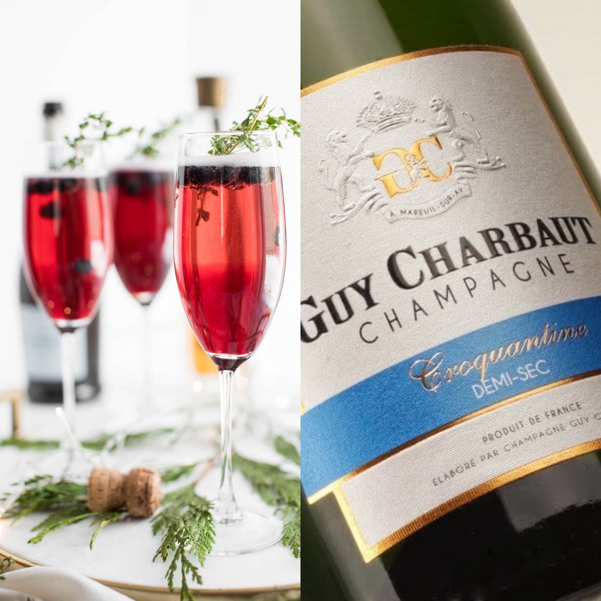 Champagne cocktail 🍹 of the week is Blueberry &amp; Thyme using our Brut Champagne 🍾