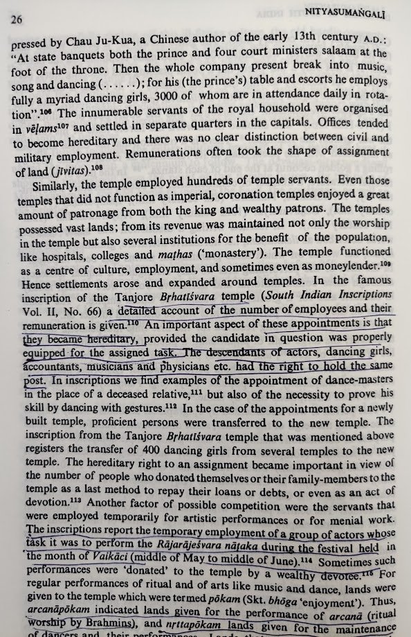 The first plausible connect to DEVDASI is probably found during the times of Pallava & Pandya RuleA South Indian Inscription reveals that temples functioned as centre of Culture, Employments and money lendersIt mentions temporary emp. to performers in Rajarajeshvara Nataka7/n