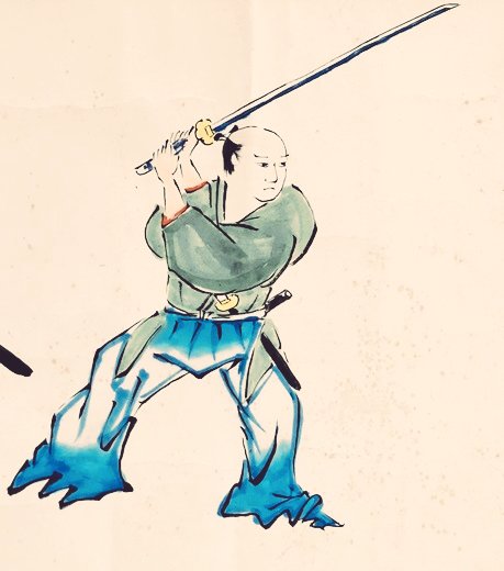 霞の構え 映画やイラストでよく見る 日本刀の刃を上に向けて手を上げたこの構えは 実際の日本の剣術でどのように使用されてるか Togetter