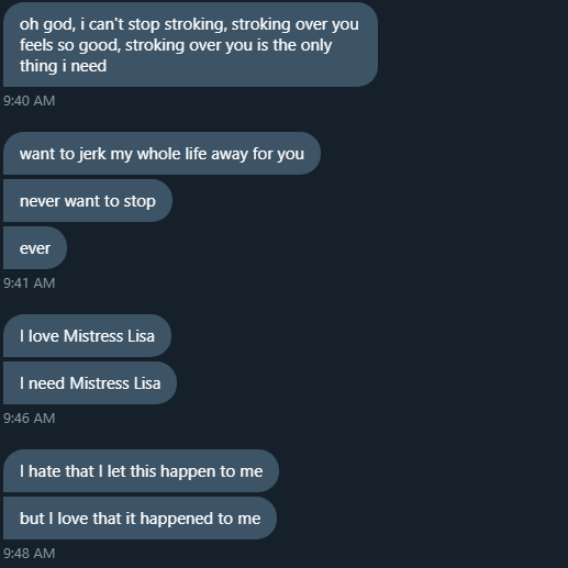 backup__lisa's tweet photo. "Oh god, I can't stop stroking, stroking over you feels so good, stroking over you is the only thing I need"

Left one of my slaves jerking mindlessly while I was busy this morning.

I love watching you push yourself deeper into addiction.

@CatFishFindomRT 
@weheartcatfish https://t.co/DuVDy1hyH1