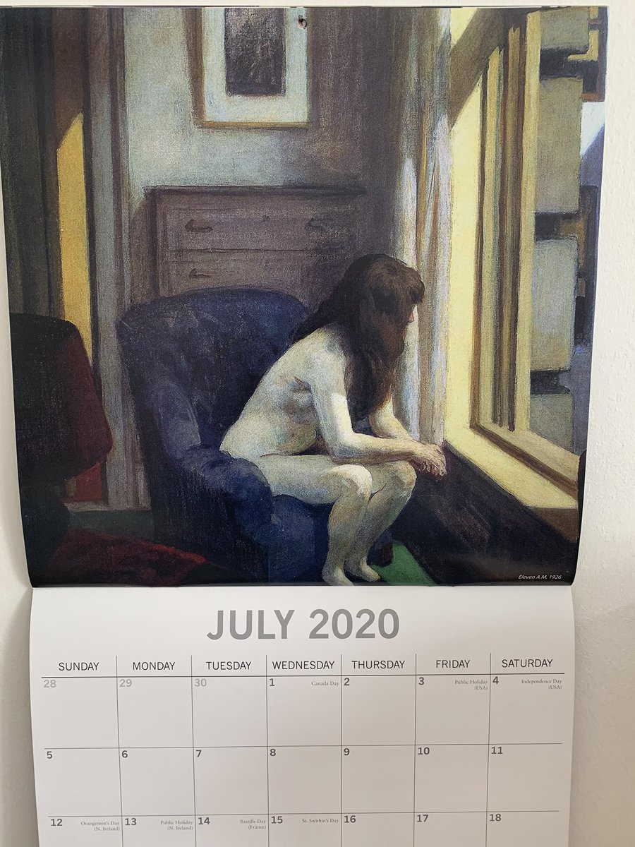 MaggieShannonn's tweet photo. Another appropriate image from my Hopper calendar. This is entitled Eleven am. #stillnotdressed https://t.co/mwT77fwrLq