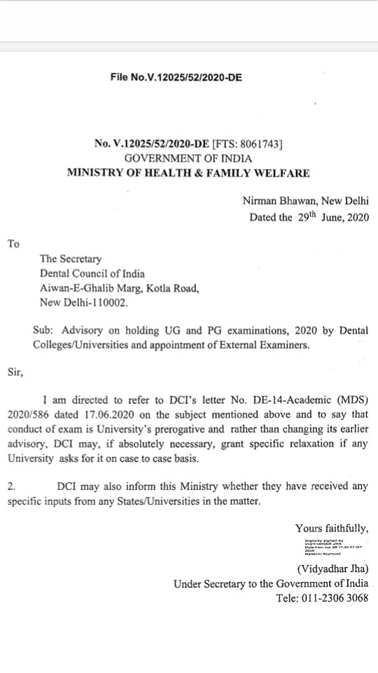 KuldeepMukherj3's tweet image. Sir,is DCI joke to us?What type of advisory is This?The college are free to allow the students commence their higher next studies.
#StudentsLivesMatter 
#cancelmedicalexams 
#onenationonerule 
@dentalcouncil8 @ugc_india @DrRPNishank @narendramodi @SupremeCourtFan @drharshvardhan