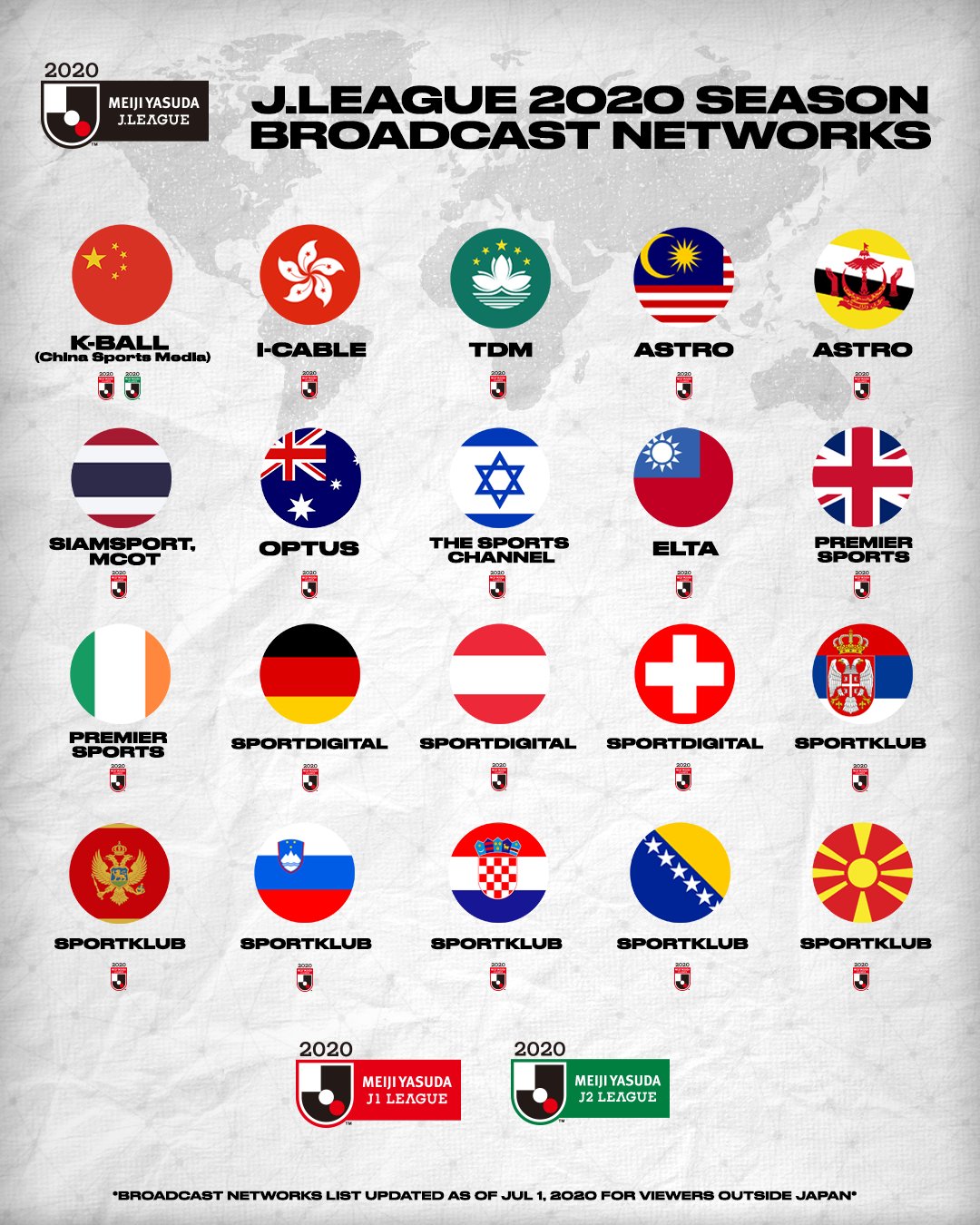 J League Official En The Meiji Yasuda J1 And J2 League Will Be Broadcast In The Following Countries C J League All Rights Reserved T Co 4ytgt2kzca