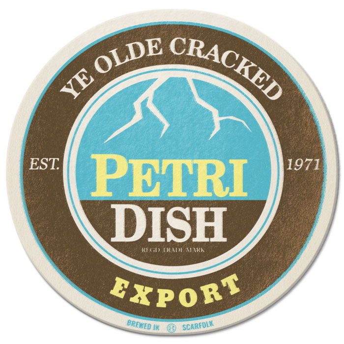 The pubs will reopen in a few days. Every day this week we will post a 1970s beer mat from the Scarfolk council archives. Visit Scarfolk & collect them all!  https://scarfolk.blogspot.com  #4: "Ye Olde Cracked Petri Dish"  #PubsReopen  #PubsReopening  #4thofJuly