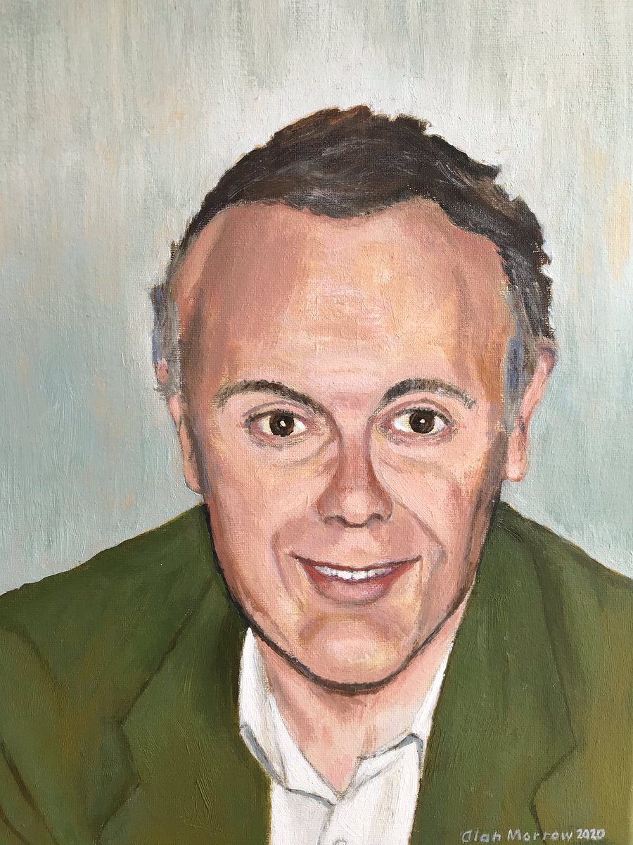 My dad’s latest painting. He normally does landscapes but wow his portraits are getting better and better! Self portrait aged 46 #artist #selfportrait
