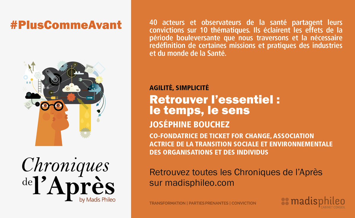 MadisPhileo's tweet photo. [Chroniques de l’Après] #Agilité &amp; #Simplicité
Pour @JosephineBchz tout le monde a un rôle à jouer pour revenir à l'#essentiel et #DonnerDuSens aux #transitions économiques, sociales et écologiques qui sont en cours suite à cette crise➡️https://t.co/y6CRwtOrg1
#PlusCommeAvant https://t.co/ACcoSRhJdV