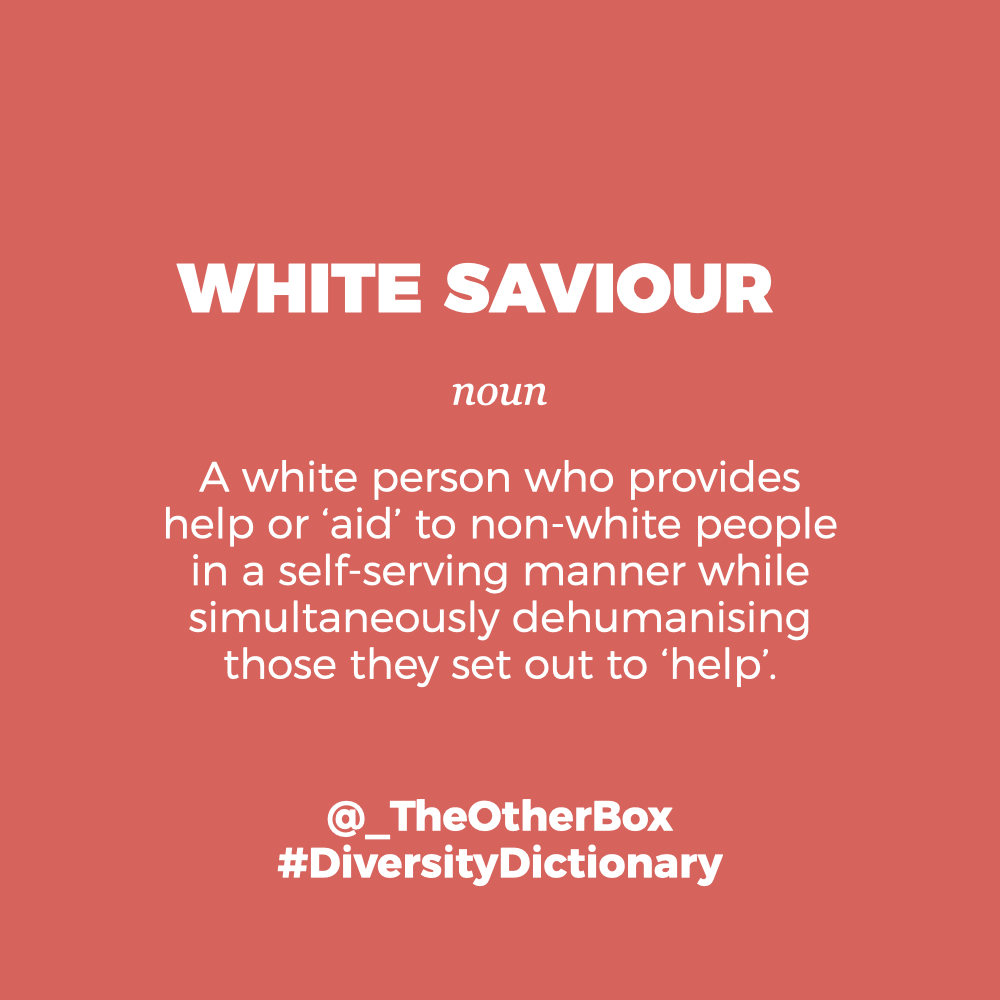 Allyship has gained much-needed traction in recent weeks but it comes with a less-talked-about risk: white saviourism. A white saviour is a person who provides ‘aid’ to non-white people in a self-serving manner while simultaneously dehumanising those they set out to ‘help’. [1/8]