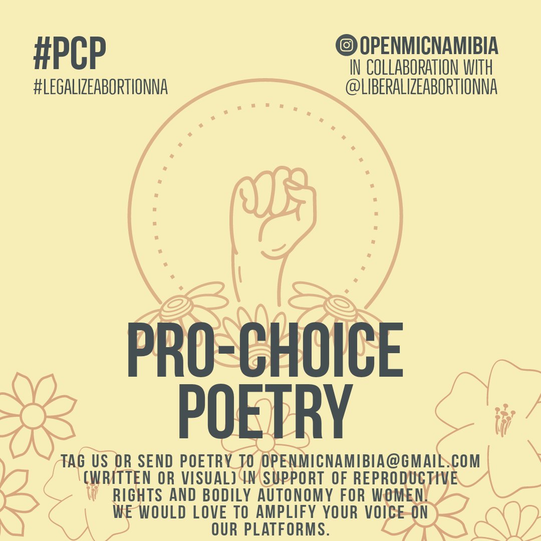What better way to educate and empower our communities about sexual &amp; reproductive health + rights, reproductive justice &amp; bodily autonomy, than through the power of poetry? Share your pro-choice poetry with us! We would love to amplify your voice! 
#LiberalizeAbortionNA #PCP