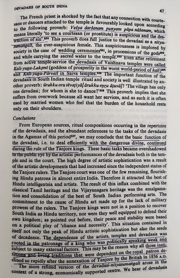 DevDasi who flourished and were most respected in Temples and Courts under the patronage of KING declined rapidly with the annexation of Tanjore by Britishers in 1856AD.The loss of the temple and king as patrons forced them to earn a living by means of their arts.14/n