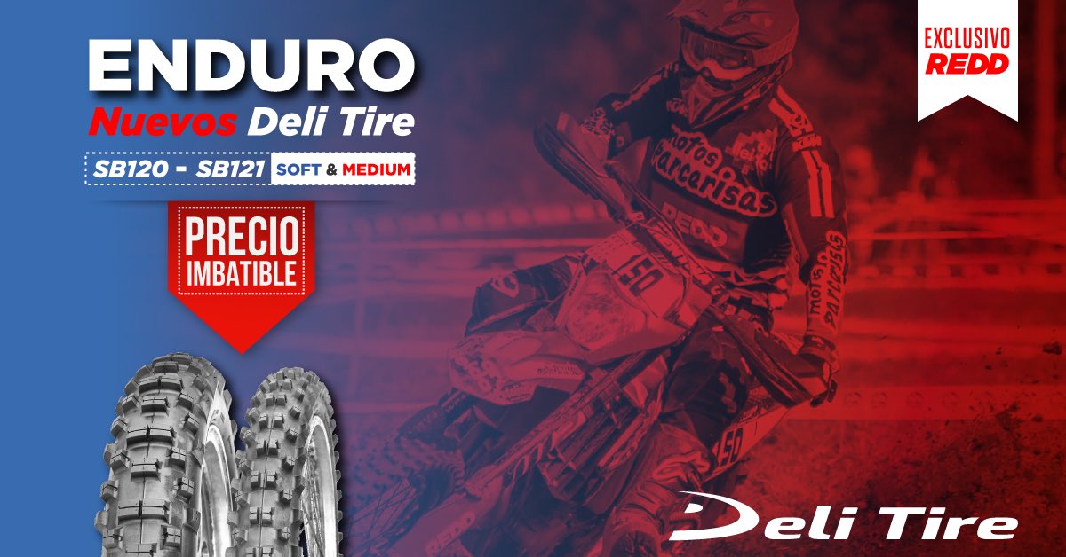 🔴DELI TIRE | Producto exclusivo REDD Parts🔴.
Te presentamos los nuevos SB-120 y SB-121, los nuevos neumáticos de enduro y enduro extremo de Deli Tire. Un producto exclusivo de REDD Parts para disfrutar del offroad al mejor precio. #delitire +Info: bit.ly/3eNpWKA
