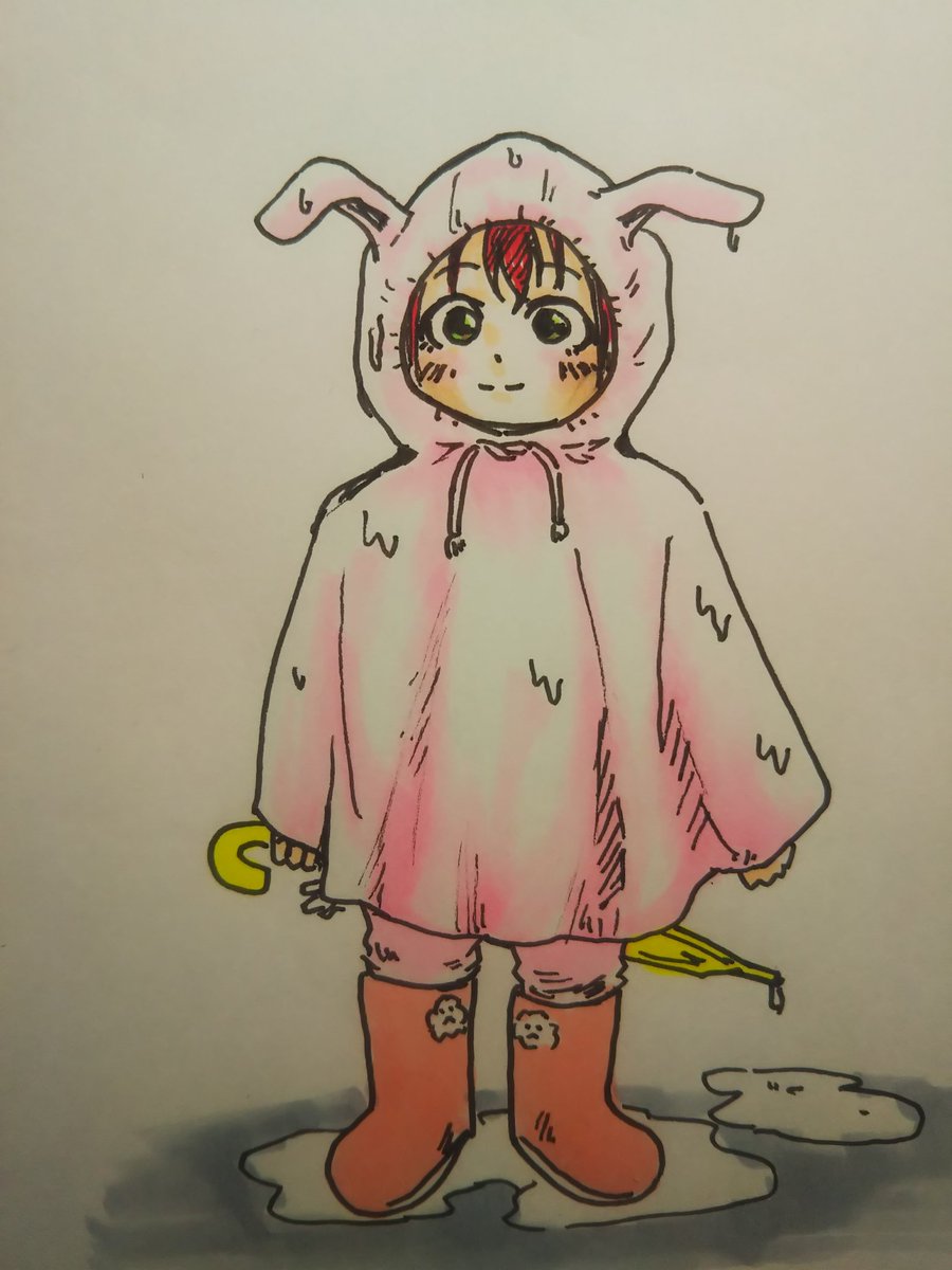 傘をさすのが下手っぴなのでポンチョも着ルビィ ひろせつゆのイラスト