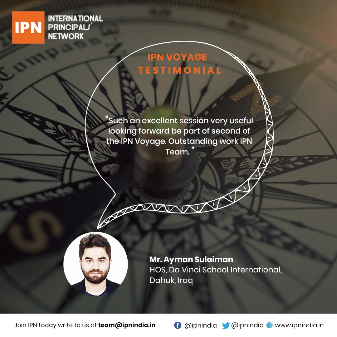 ipnorg's tweet photo. IPN Voyage Diaries

Leaders Applaud

Mr. Ayman Sulaiman, HOS Da Vinci International School, Iraq

#IPNVoyage #IPNIndia #ipnglobal #ipnfoundation #ipn2020 #testimonials #leaders #principals #education https://t.co/gtPHYHCzah