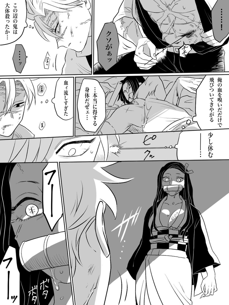 さねねず⚠️血の表現有り
稀血の匂いを嗅ぐと襲ってくる禰豆子ちゃんと、傷だらけの実弥。 