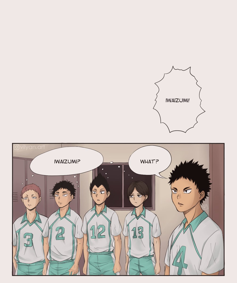 ? Iwaizumi knew he screwed up. ?
But Oikawa couldn't stay mad at Iwa-chan for too long.
From left to right.
Continuation of this comic where all Seijoh sings 'Oikawa you should have come to Shiratorizawa'.
#haikyuu #iwaoi #hqfanart #haikyuufanart