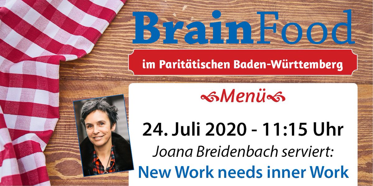 Ein neues Format im #Paritaetischen BW. Jeden Monat ein Highlight in der Mittagspause. Den Auftakt erleben wir mit der Keynote Speakerin Joana Breidenbach: paritaet-bw.de/brainfood
Seid herzlich eingeladen am 24.07. 11:15 Uhr dabei zu sein.