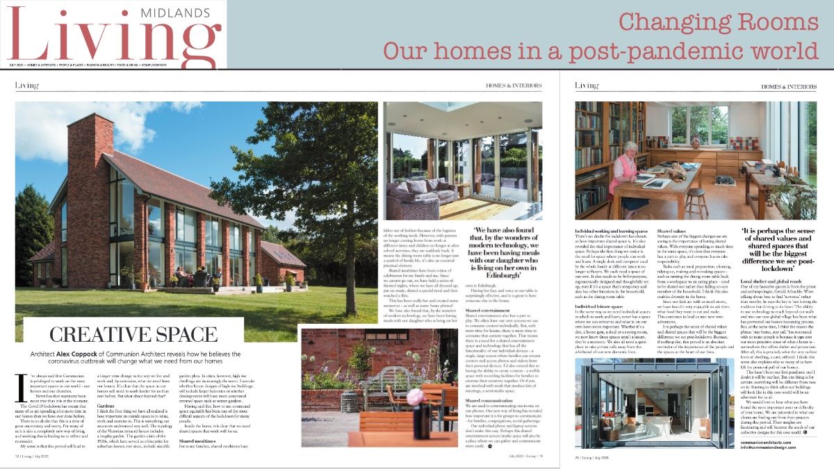 communiondesign's tweet photo. Thank you @midslivingmag and Herefordshire Living Magazine for featuring us in your July issues - Alex discusses his thoughts on how COVID-19 and the lockdown could change our homes and their design -> https://t.co/v0CeBGvOV6 <-
#architecturedesign #COVIDー19 #architecturelovers https://t.co/Mfm7zGdnXO