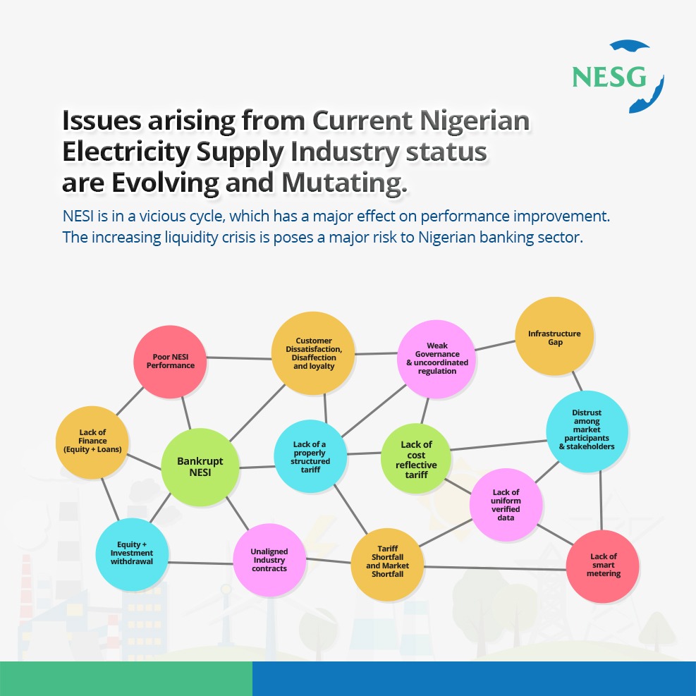 A number of issues are currently arising from the current Nigerian Electricity Supply Industry that has had a major effect on performance improvement.  #NESG  #PowerForGrowth 5/14
