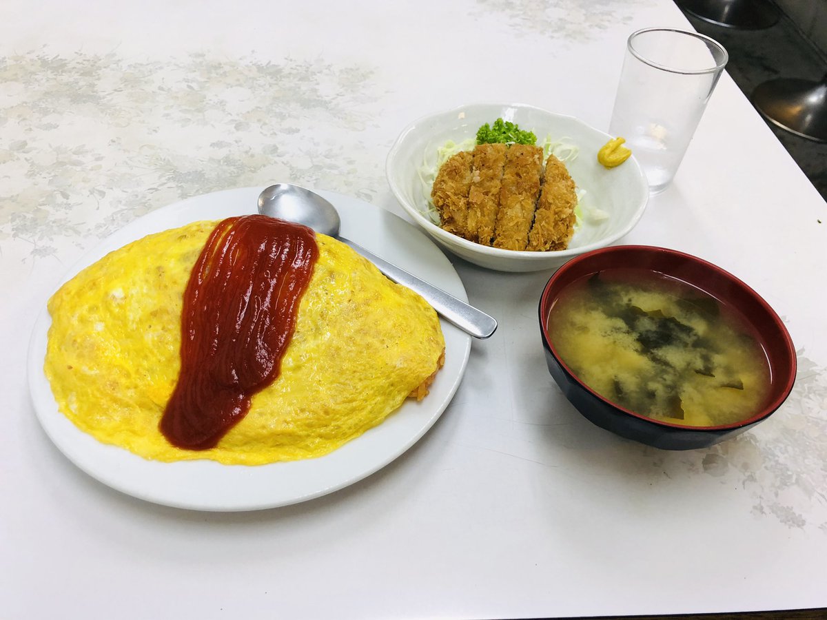 ユウ はちのこ食堂 青梅市 オムライス大 メンチカツ付き 美味しかった ご馳走様でした