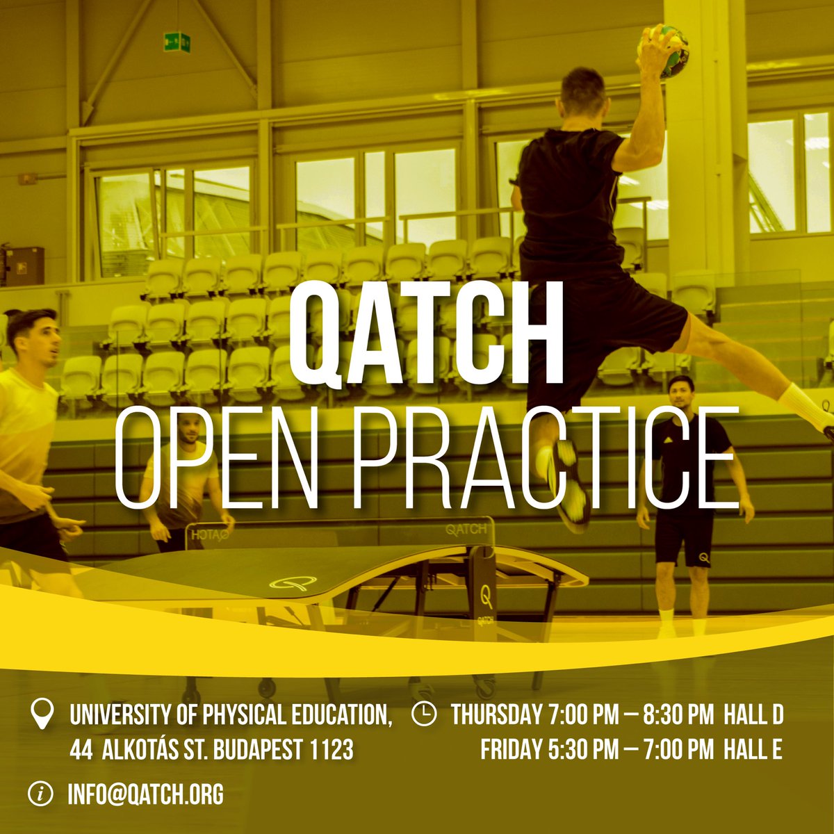 Qatch_official's tweet photo. Join us at the University of Physical Education ( @testnevelesiegyetem ) for our very first qatch weekly open practice 🔥🤾‍♂️🔝
.
.
#qatch #qatchthefuture #worldiscurved #jointheteqers #teq https://t.co/nuOWQBYhhp