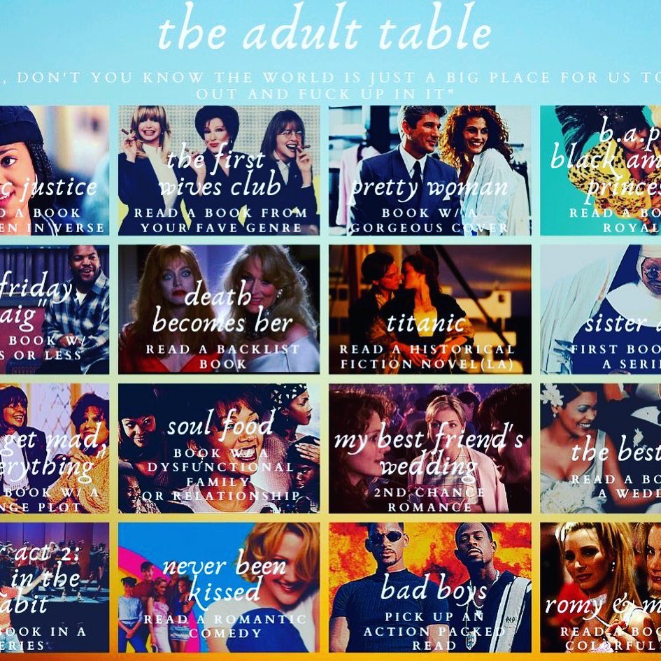 Katertater6's tweet photo. Last minute decision to join in on the @PopCReadathon!!! I picked #theadulttable and am so excited! Love this theme #90spopcreads https://t.co/RybizA4V60