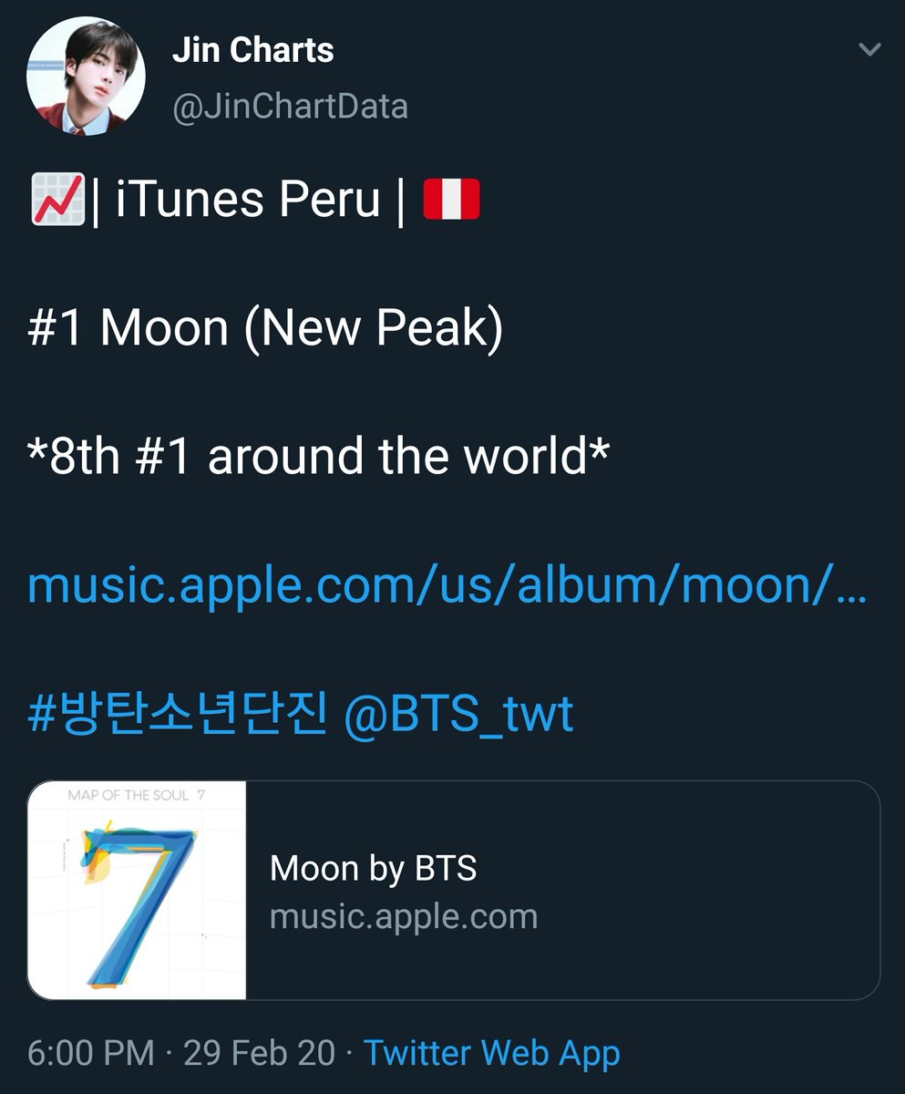 FEB 29, 2020Moon charted #1 in:- Sri Lanka- Bahrain- PeruMoon has a total of 8 #1 in iTunes this time so far. #RecorsBreakingMoon