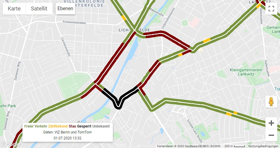 VIZ_Berlin's tweet photo. Weiterhin ist der #Ostpreußendamm in #Lichtefelde Höhe Wismarer Straße nach einem schweren Unfall #GESPERRT. #STAU auf der Goerzallee, Giesensdorfer Straße und Königsberger Straße. https://t.co/CjqN5fOuVM