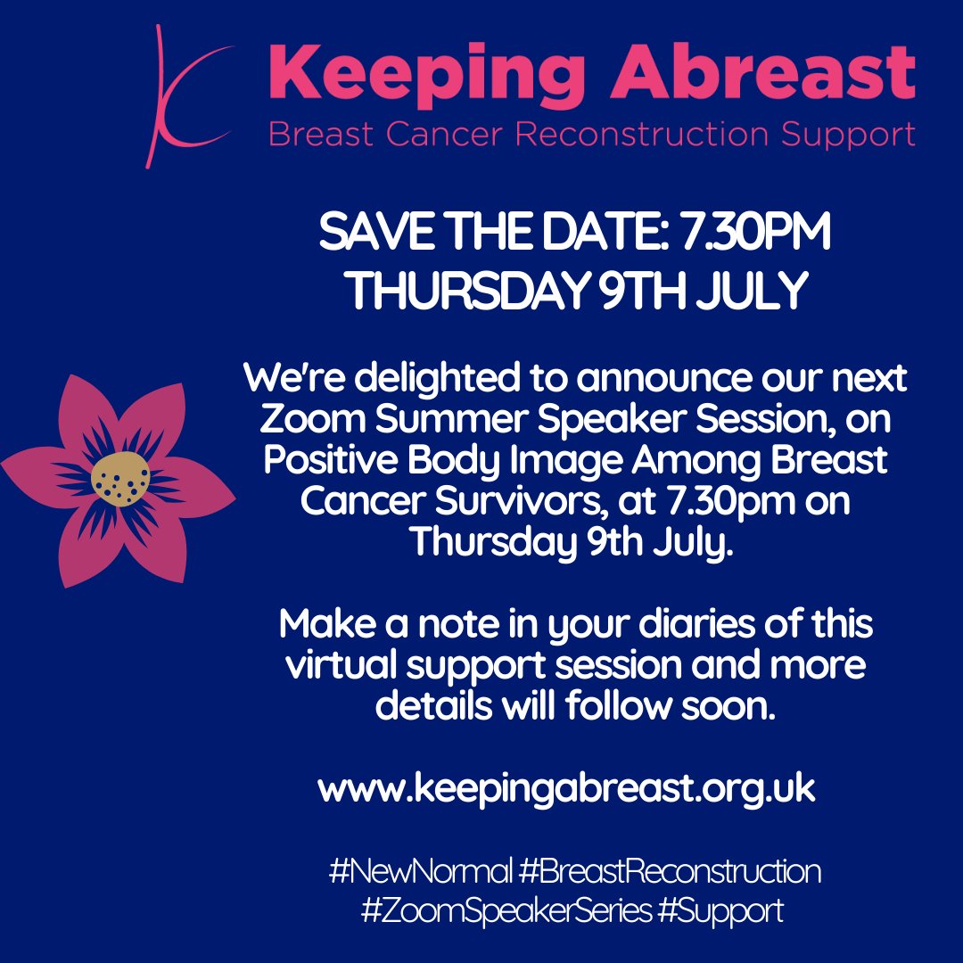 Huge thx to Ruth Harcourt for <a href="/KAbreast/">Keeping Abreast</a>'s first Zoom Speaker Session &amp; to everyone who attended - we'd love your feedback &amp; ideas. Save the date for the next session, on Positive Body Image, at 7.30pm on Thurs 9 July - more info soon. <a href="/bigctweets/">Big C Cancer Charity</a> <a href="/pinkribbonfound/">pinkribbonfoundation</a> #virtualsupport