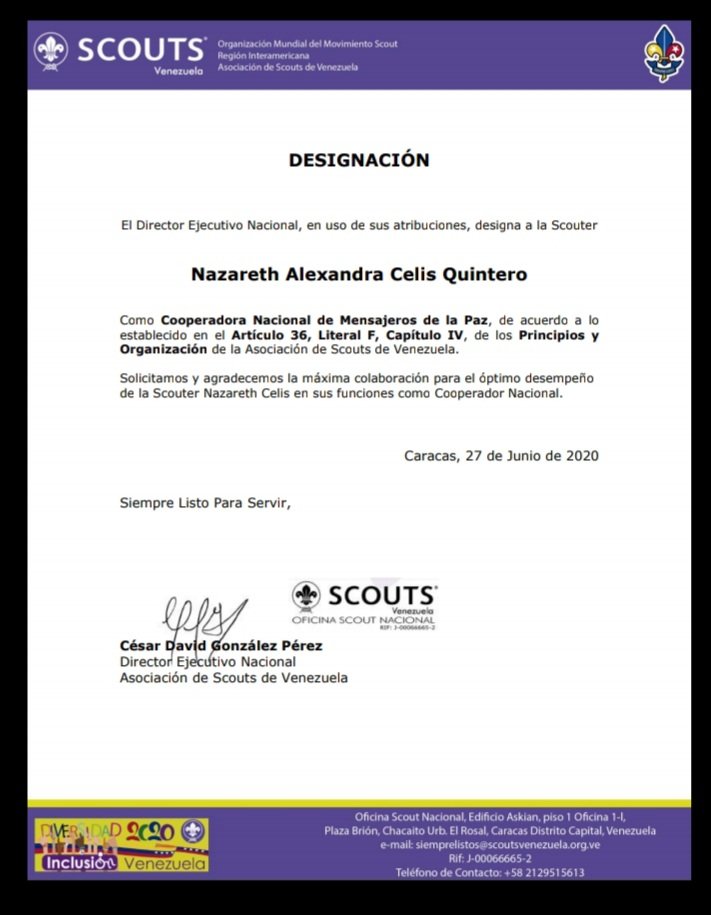 MOPVenezuela's tweet photo. ¡Miércoles de noticias! Nuestro programa mundial cuenta con una nueva Cooperadora Nacional 🇻🇪 La Scouter Nazareth Celis será la encargada de guiarnos en esta nueva etapa 🎉🙌🏻 Agradecemos la gestión de la Scouter Irene Monsalve. #Scouts #Mop #Venezuela https://t.co/Ymj1Jfh6t0