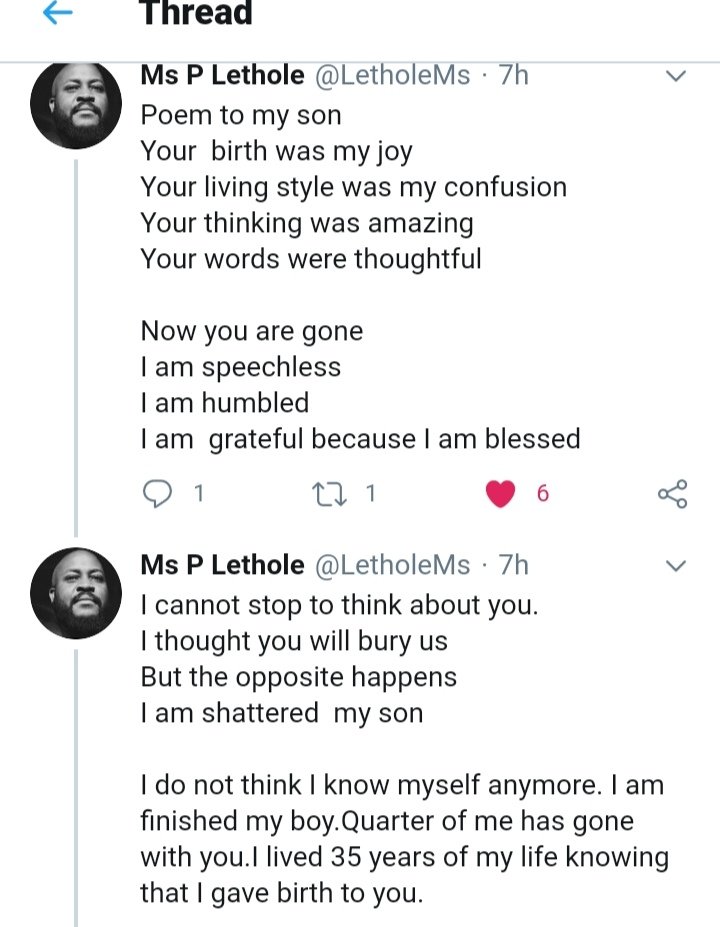 MsLivM's tweet photo. rest easy beautiful soul @Shonilethole. Tribute from his mom @LetholeMs 💞 #shoni https://t.co/9wUUnRTsFR