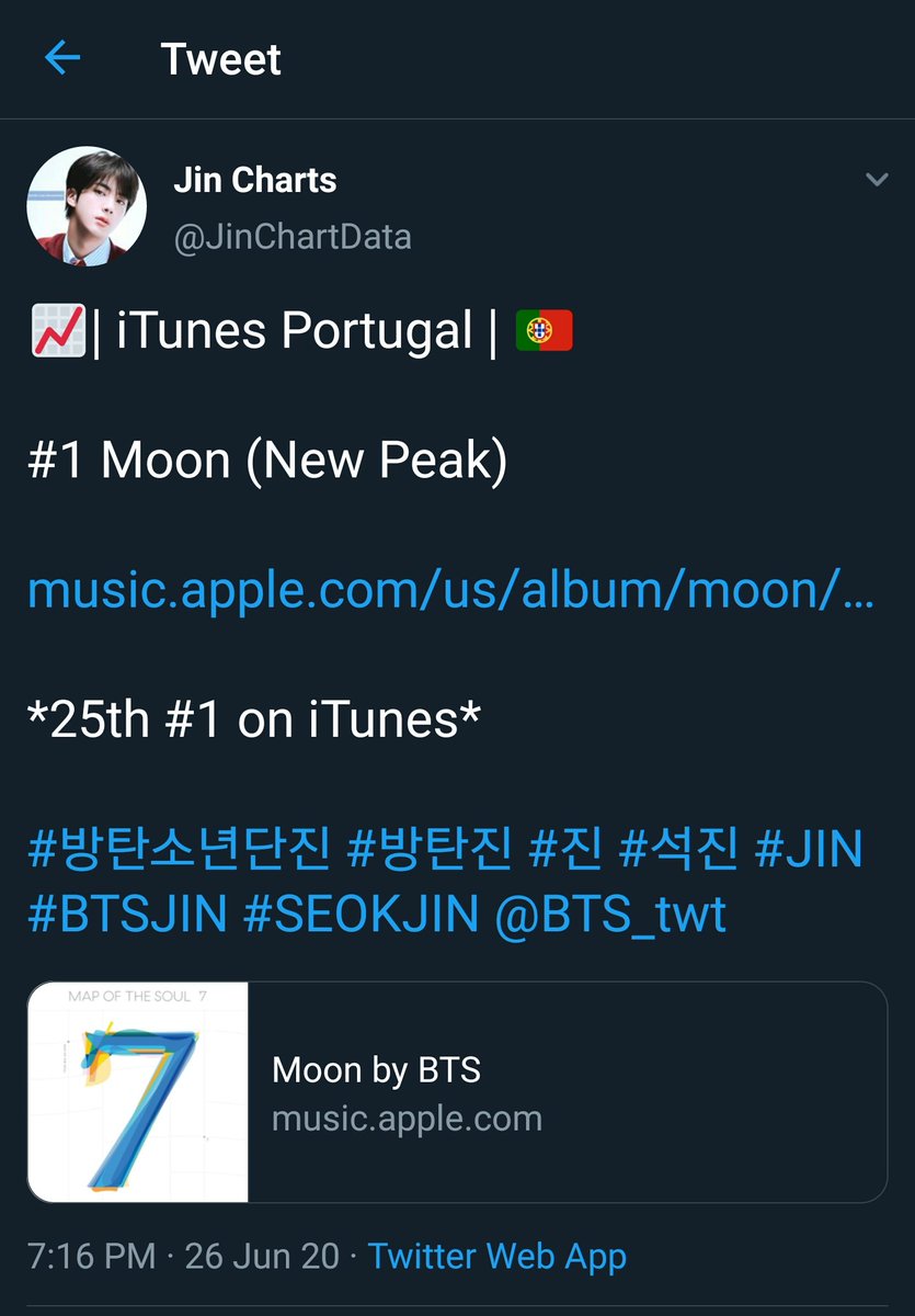 JUN 20, 2020Moon charted it's 23rd #1 in QatarJUN 24, 2020Moon charted its 24th #1 in BoliviaJUN 26, 2020Moon charted its 25th #1 in PortugalJUN 27, 2020Moon charted its 26th #1 in Oman #RecordBreakingMoon