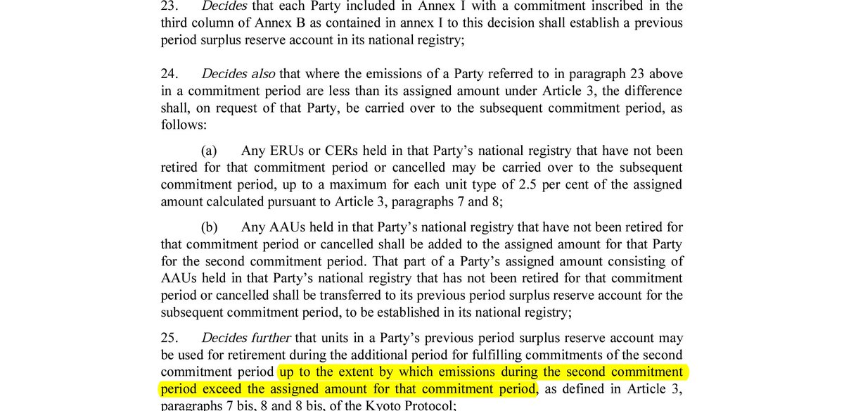 The Kyoto rules do allow credit from the first period to be used in the second, but *only if* you have failed the second.Buried in legalese and jargon (sorry!), that rule is here.Source:  https://unfccc.int/resource/docs/2012/cmp8/eng/13a01.pdf
