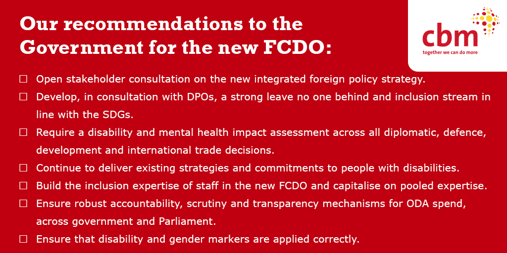 CBMuk's tweet photo. Follow the link to read our thoughts on the Government’s decision to merge @DFID_UK with @foreignoffice
https://t.co/gOgVxxcseC #FCDO #HumanitarianForeignPolicy #LeaveNoOneBehind #InclusiveFCDO https://t.co/vEWRVUSNbc