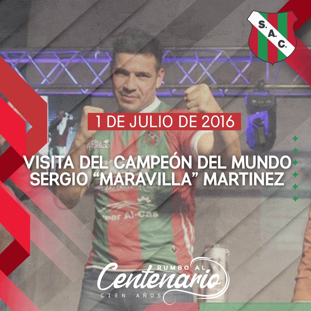 SACLasParejas's tweet photo. EFEMERIDES:
Recordamos la visita de un campeón mundial de #Boxeo 🥊🥇 por SPORTIVO. Sergio “Maravilla” Martinez @maravillabox , fue invitado de lujo a nuestra #VeladaBoxistica.
#RumboAlCentenario
���️💚❤️💚 https://t.co/nVvGqEAxkV