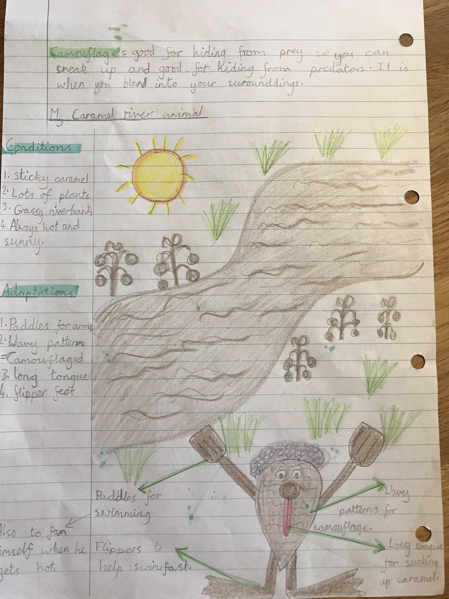 woollyvix's tweet photo. Hi @Teach_STEMinism, Maya is loving your adaptation unit so far - this is probably her favourite yet! The lessons are taking forever though as she spends SO long on the pictures 😂😂 @OakNational #LearnWithOak #ONAscience https://t.co/ue9YzD8GBN