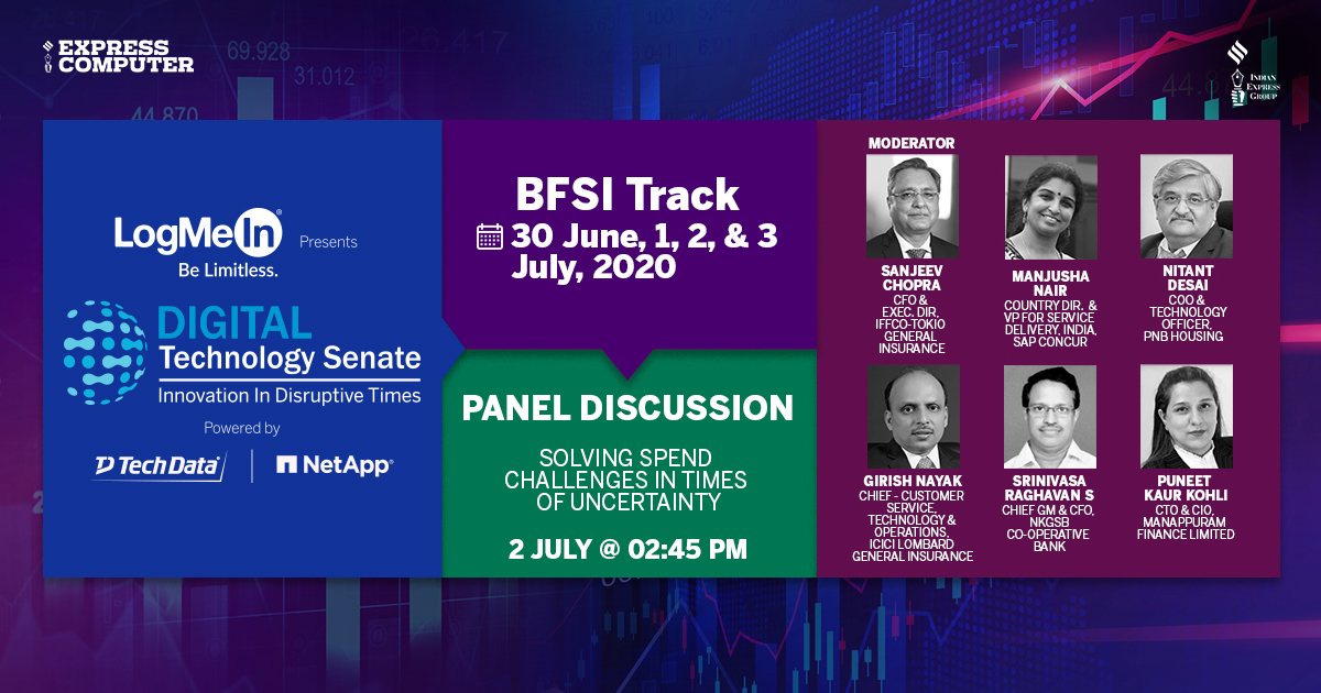 ExpComputer's tweet image. #TechSenate | Tune in to watch Live Panel Discussion on &apos;Solving Spend Challenges in Times of Uncertainty&apos; at the #DigitalTechnologySenate - #BFSI Track tomorrow. 
Register Now: bit.ly/w4dtsbit #TechnologySenate