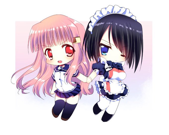 姫&amp;メイド長と博士&amp;ロボ娘って感じですたぶん...! #創作 