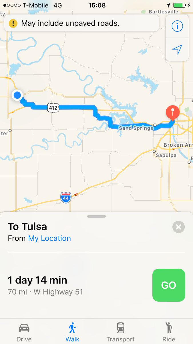 Into Oklahoma, I perplexed the natives by stopping at a McDonalds in the middle of nowhere - an experience enhanced by seeing someone go in before me in a cowboy hat. And then obviously I had to find a place where I would be 24 hours (and 14 minutes) from Tulsa. By foot, anyway.
