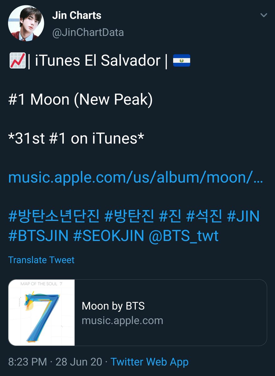 JUN 28, 2020Moon has charted #1 in:- El Salvador (31st)- Brazil (32nd)- Guatemala (33rd)JUN 29, 2020Moon charted #1 in Kazakhstan its 34th #1 #RecordBreakingMoon