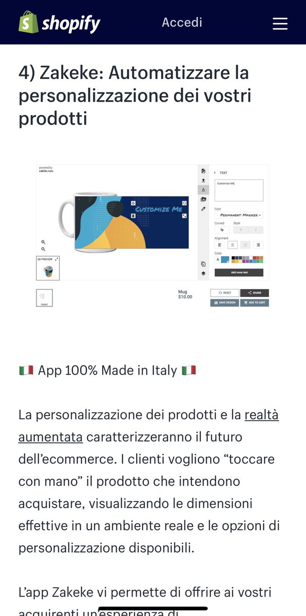 Alvise_Biffi's tweet photo. Come Presidente #Zakeke sono orgoglioso che @Shopify abbia indicato la nostra app come una delle migliori nel mondo #ecommerce. La personalizzazione dei prodotti e la realtà aumentata caratterizzeranno il futuro di questo settore https://t.co/eRajWJwYRt #RestartItalia https://t.co/CeG3vMrIE2