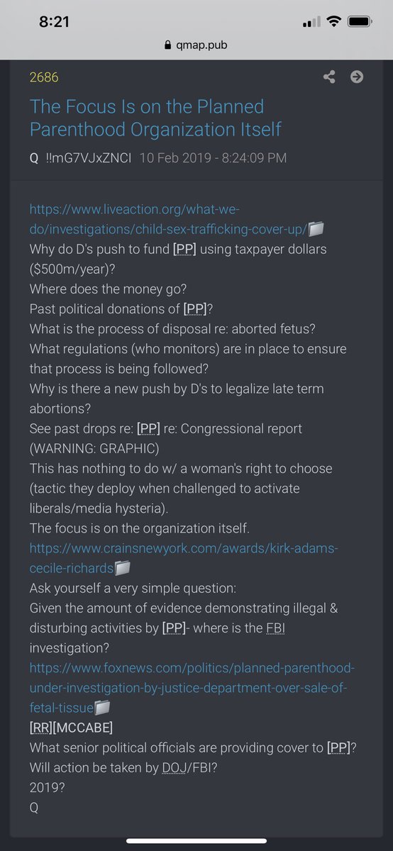 Infaticide New Q 4552We know why Dems blocked the anti-infanticide bill which would prevent abortions up to birth of baby:1. PP receives hundreds of millions of tax payey funds under guise of providing women’s health to poor. PP turns around and donates millions to  https://twitter.com/lilagracerose/status/1278072413499068416