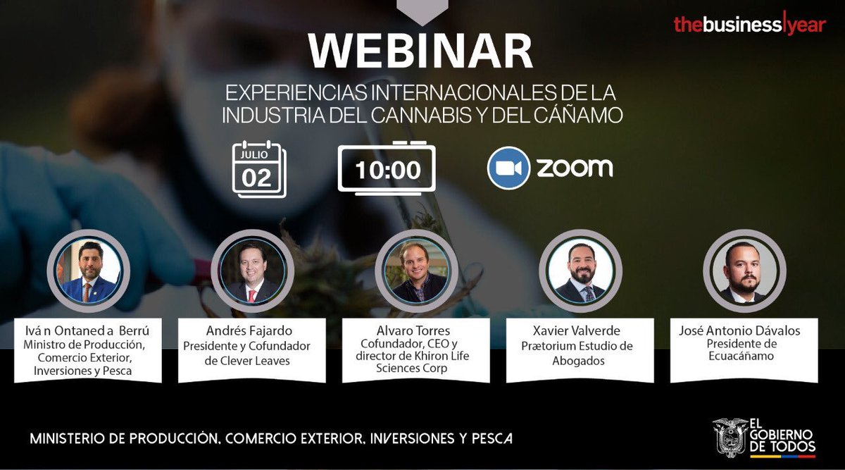 Produccion_Ecu's tweet photo. El #MPCEIP te invita a participar del webinar "Experiencias Internacionales de la Industria del Cannabis y del Cáñamo”, espacio que permitará conocer de cerca los desafíos y las buenas prácticas que se han implementado en países vecinos. Inscríbete aquí: https://t.co/GAvyacFxn9 https://t.co/dUGXRpzYGs